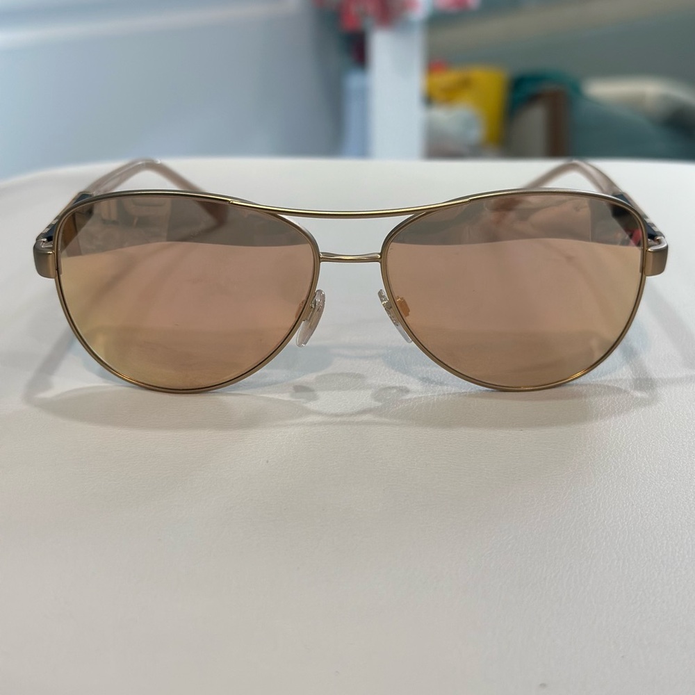 Burberry Gold Aviator Sunglasses with Double Bridge